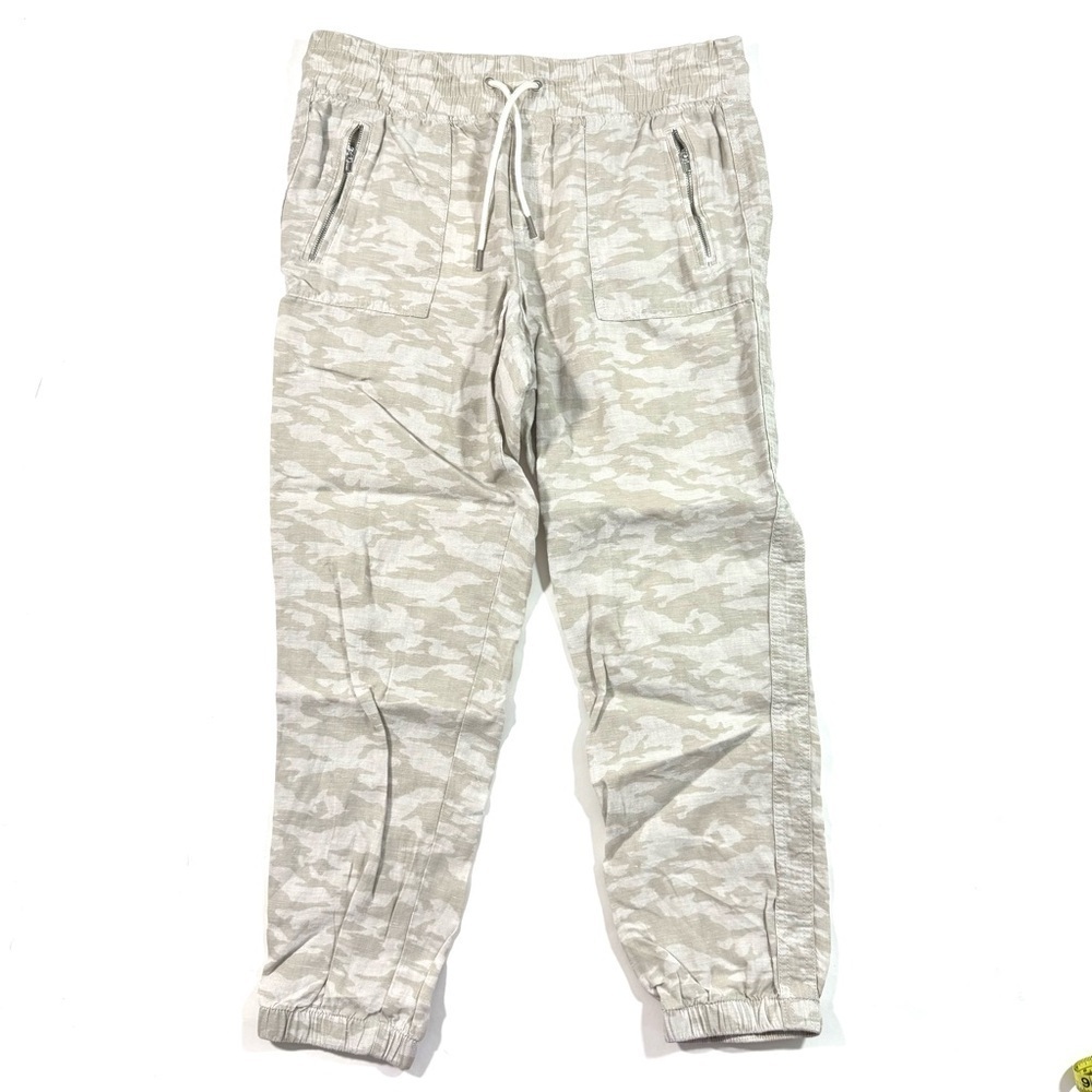 Athleta Cabo Tide Linen Jogger Pants Neutral Camouflage